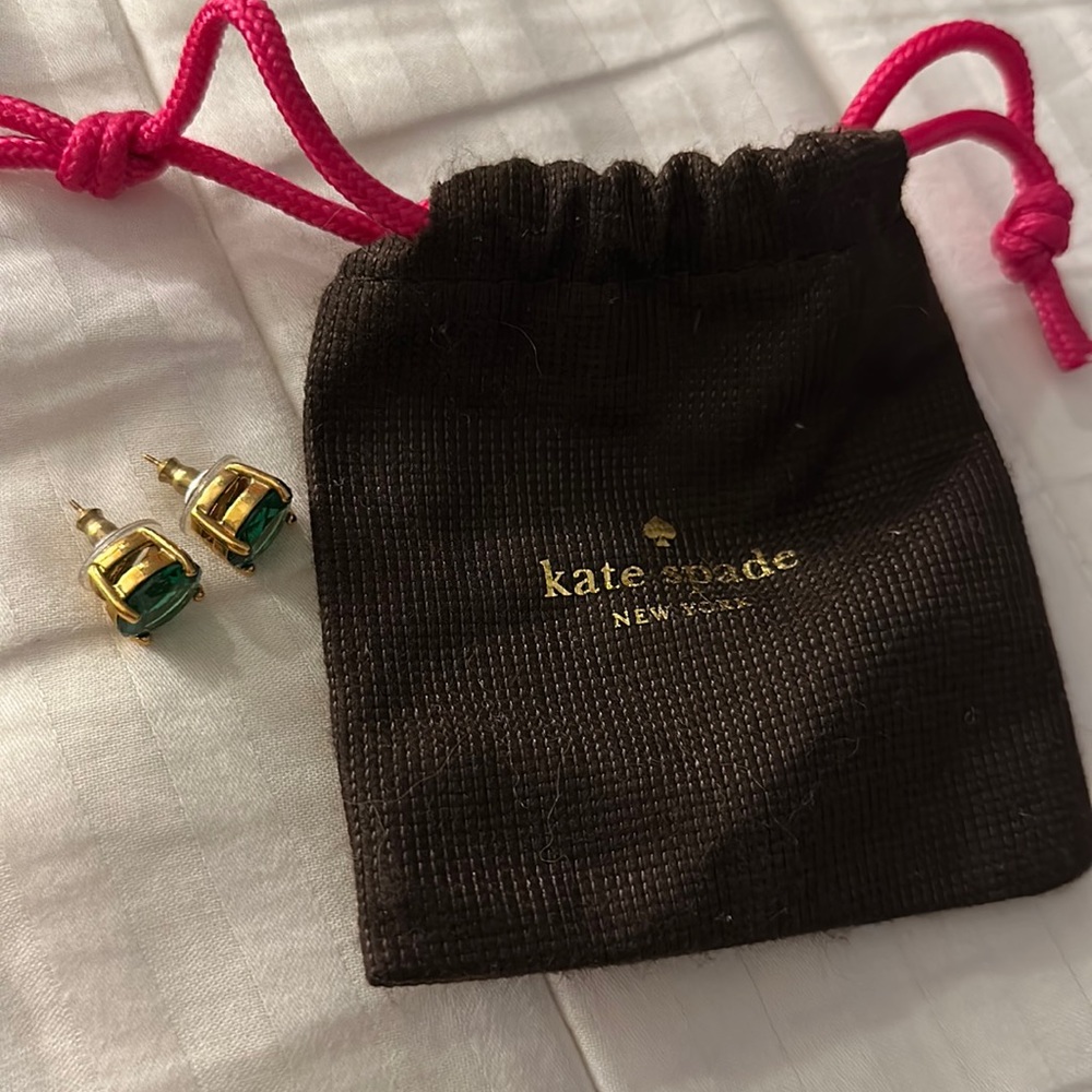 Large emerald Kate spade stud earrings